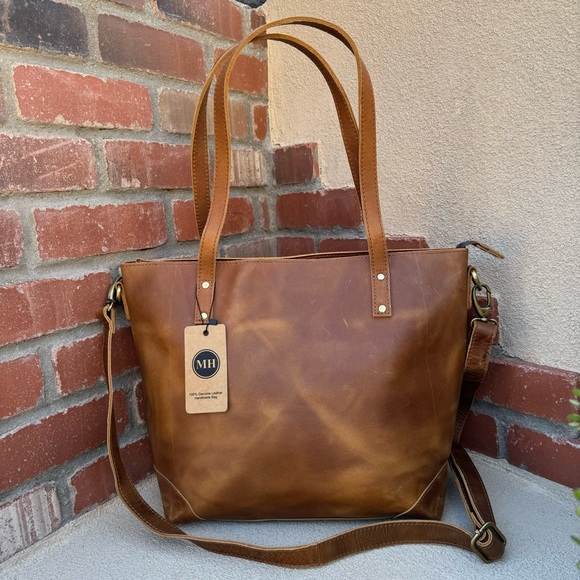 🆕Montana Hudson EVA Zip Firm Genuine Leather Handmade Laptop Tote - Picture 2 of 11